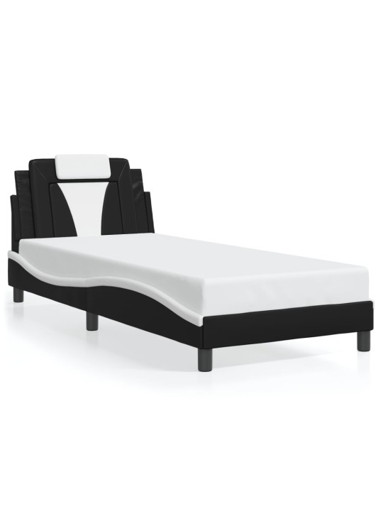 Rám postele s čelem černý a bílý 90 x 200 cm umělá kůže