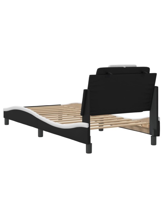 Rám postele s čelem černý a bílý 90 x 200 cm umělá kůže