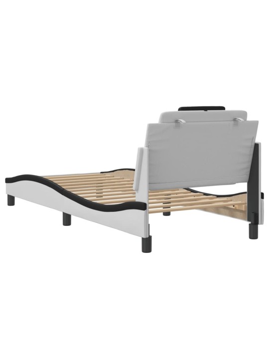 Rám postele s čelem bílý a černý 90 x 200 cm umělá kůže