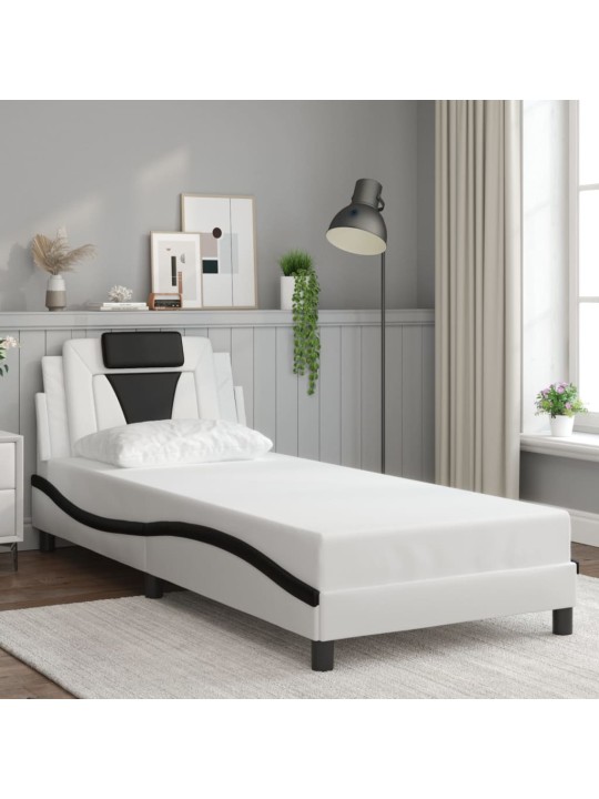 Rám postele s čelem bílý a černý 90 x 200 cm umělá kůže