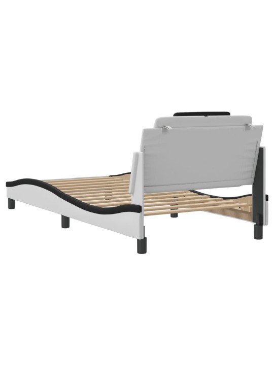 Rám postele s čelem bílý a černý 100 x 200 cm umělá kůže