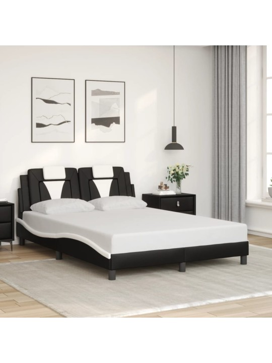 Rám postele s čelem černý a bílý 120 x 200 cm umělá kůže