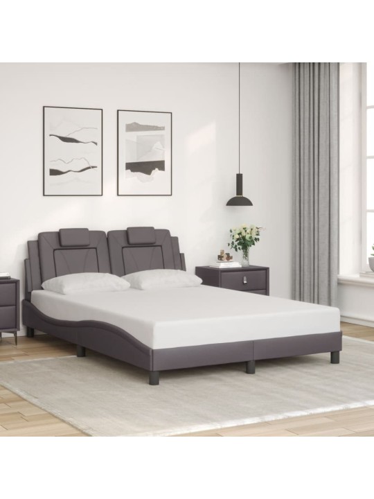 Rám postele s čelem šedý 140x200 cm umělá kůže