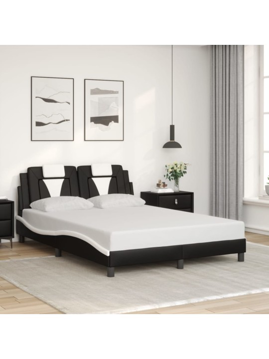 Rám postele s čelem černý a bílý 140 x 200 cm umělá kůže