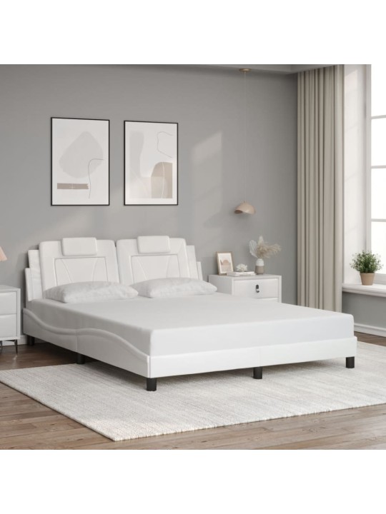 Rám postele s čelem bílý 160x200 cm umělá kůže