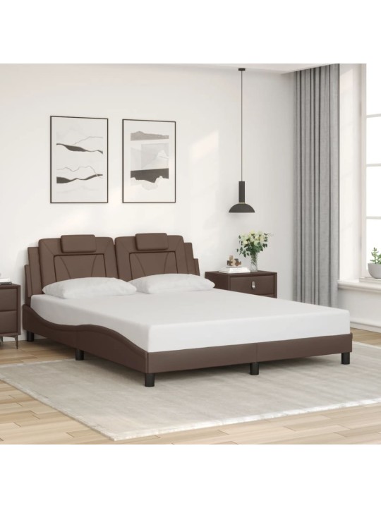 Rám postele s čelem hnědý 160x200 cm umělá kůže