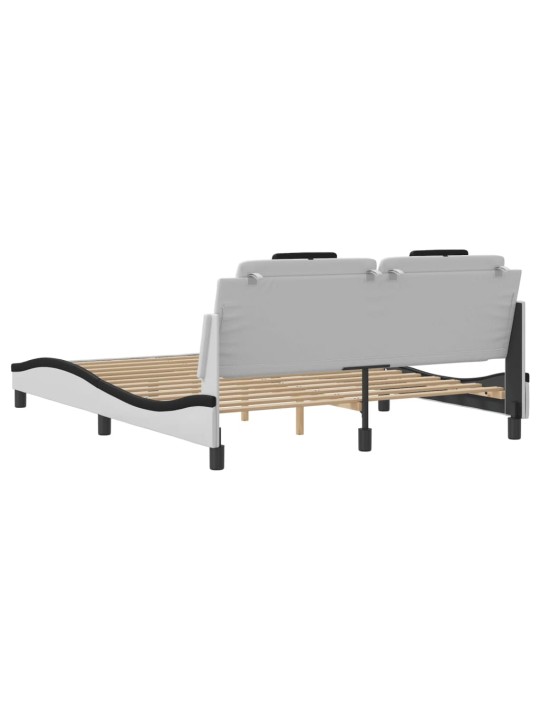 Rám postele s čelem bílý a černý 160 x 200 cm umělá kůže
