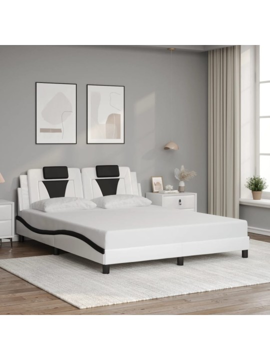 Rám postele s čelem bílý a černý 160 x 200 cm umělá kůže