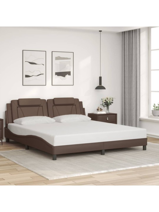 Rám postele s čelem hnědý 180x200 cm umělá kůže