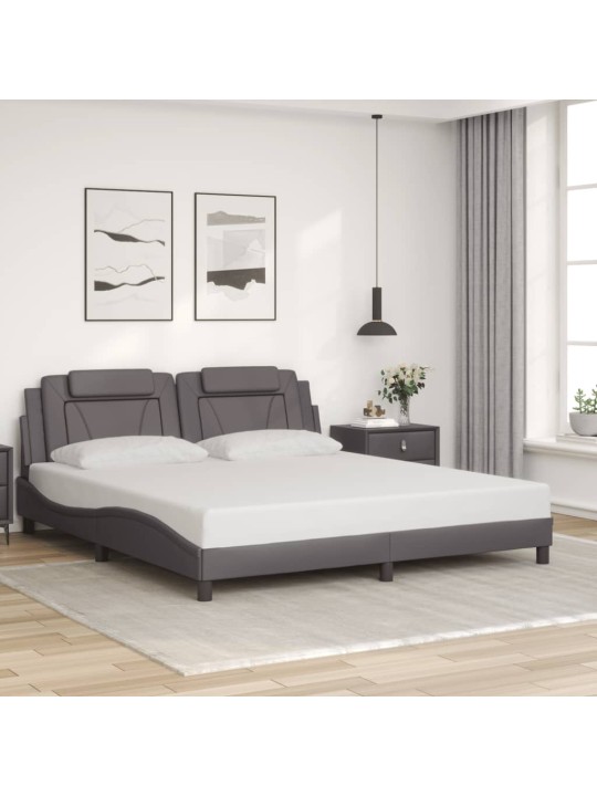 Rám postele s čelem šedý 180x200 cm umělá kůže