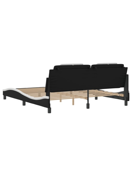 Rám postele s čelem černý a bílý 180 x 200 cm umělá kůže