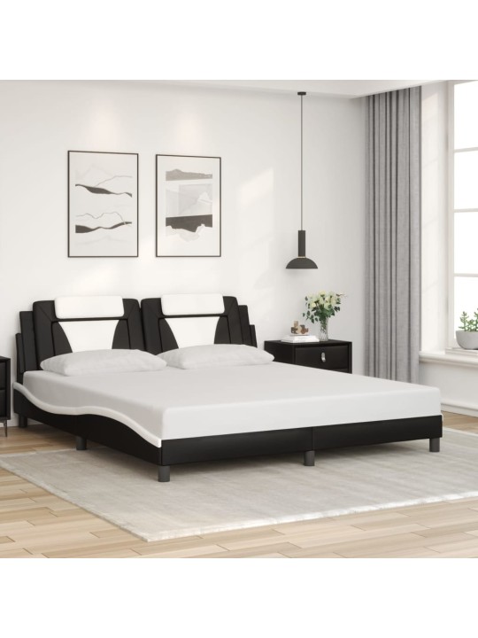 Rám postele s čelem černý a bílý 180 x 200 cm umělá kůže