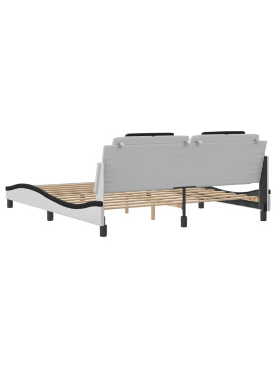 Rám postele s čelem bílý a černý 180 x 200 cm umělá kůže