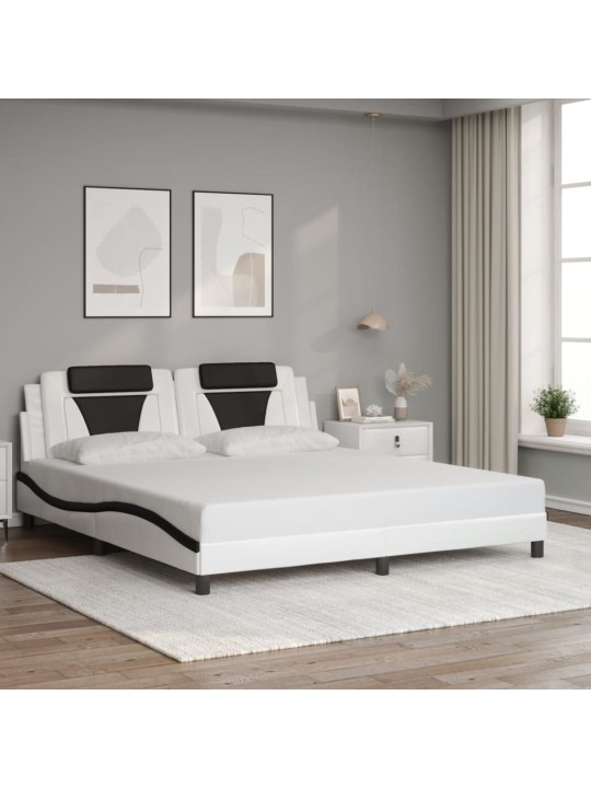 Rám postele s čelem bílý a černý 180 x 200 cm umělá kůže