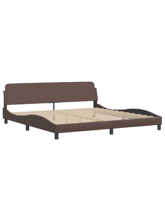 Rám postele s čelem hnědý 200x200 cm umělá kůže