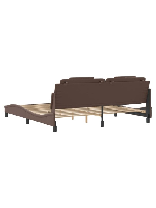 Rám postele s čelem hnědý 200x200 cm umělá kůže