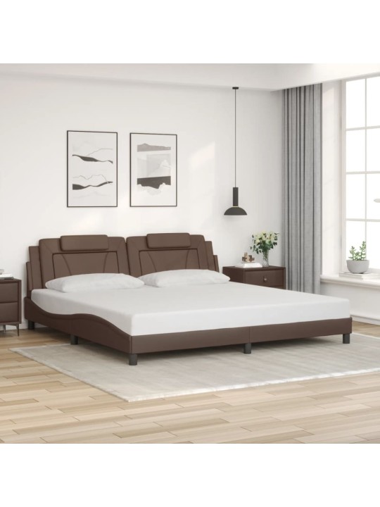 Rám postele s čelem hnědý 200x200 cm umělá kůže