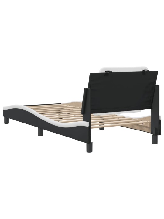 Rám postele s čelem černý a bílý 80 x 200 cm umělá kůže