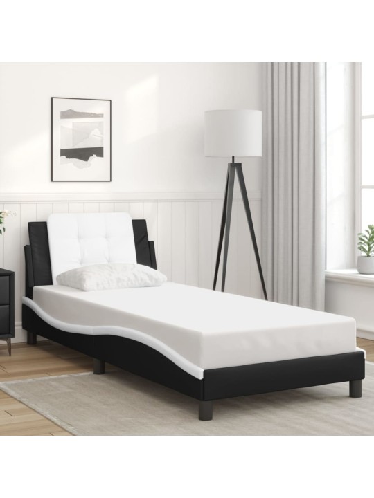 Rám postele s čelem černý a bílý 80 x 200 cm umělá kůže