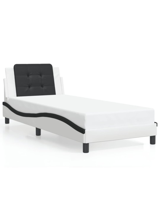 Rám postele s čelem bílý a černý 80 x 200 cm umělá kůže