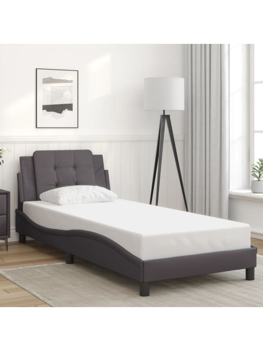Rám postele s čelem šedý 90x190 cm umělá kůže