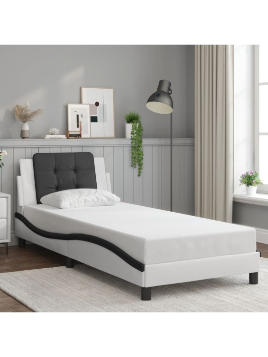 Rám postele s čelem bílý a černý 90x190 cm umělá kůže