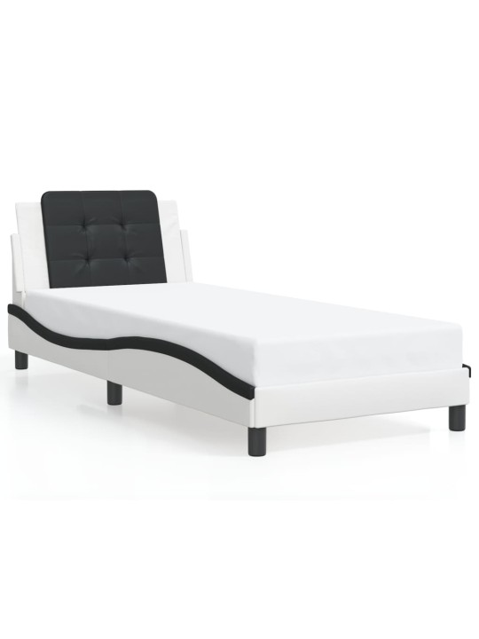 Rám postele s čelem bílý a černý 90 x 200 cm umělá kůže
