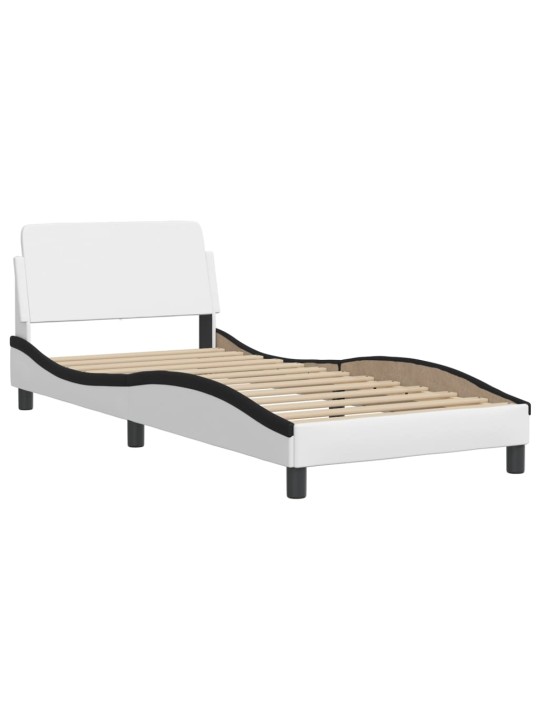 Rám postele s čelem bílý a černý 90 x 200 cm umělá kůže