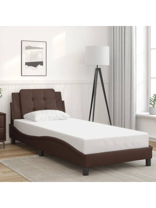 Rám postele s čelem hnědý 100x200 cm umělá kůže