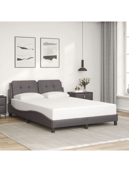 Rám postele s čelem šedý 140x200 cm umělá kůže