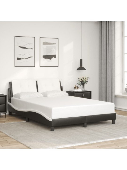 Rám postele s čelem černý a bílý 140 x 200 cm umělá kůže