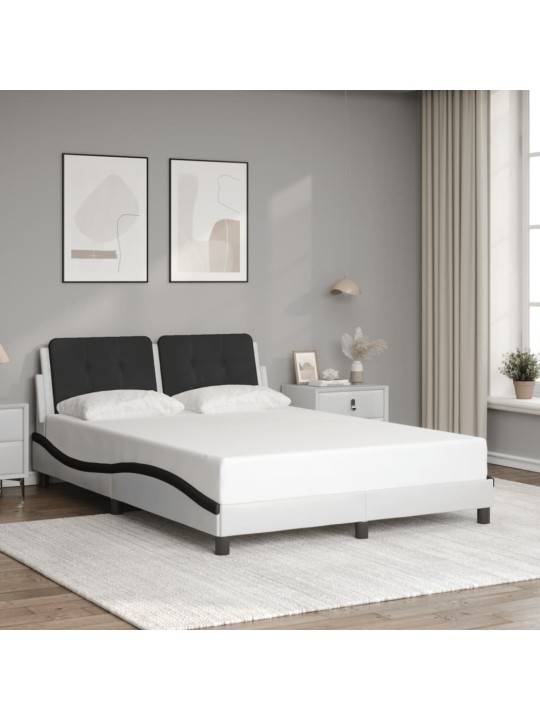 Rám postele s čelem bílý a černý 140 x 200 cm umělá kůže
