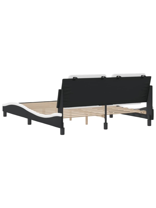 Rám postele s čelem černý a bílý 160 x 200 cm umělá kůže