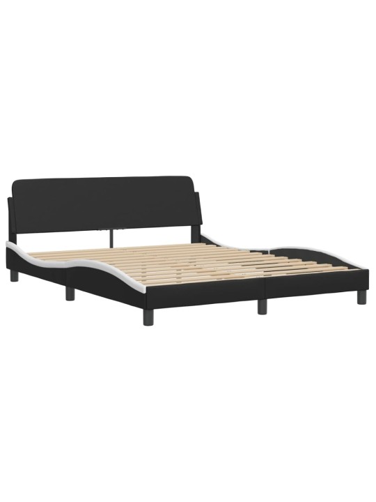 Rám postele s čelem černý a bílý 160 x 200 cm umělá kůže