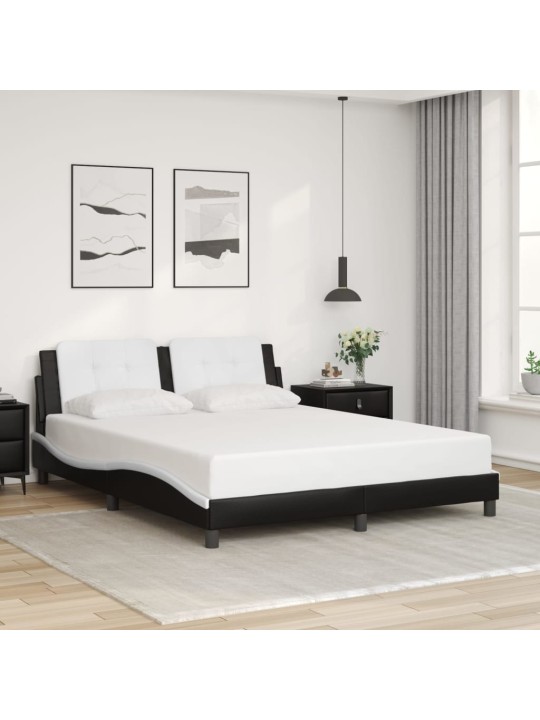 Rám postele s čelem černý a bílý 160 x 200 cm umělá kůže