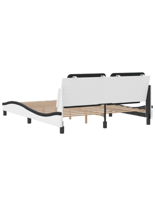 Rám postele s čelem bílý a černý 160 x 200 cm umělá kůže