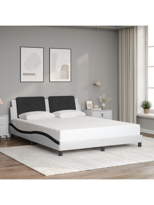 Rám postele s čelem bílý a černý 160 x 200 cm umělá kůže