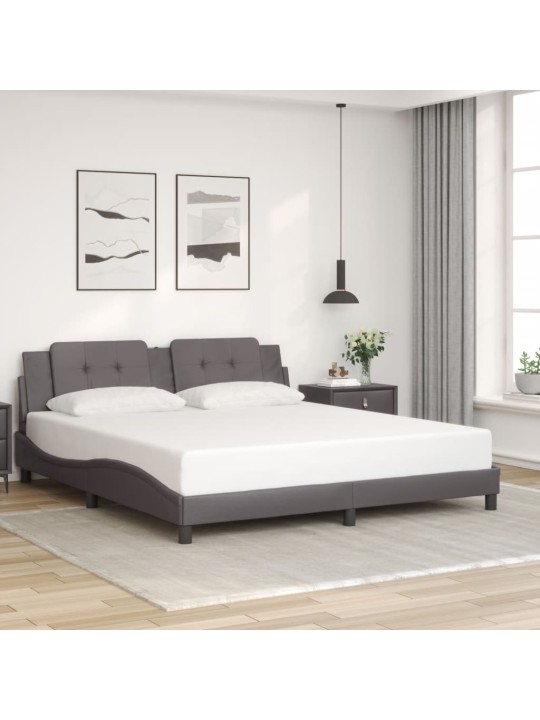 Rám postele s čelem šedý 180x200 cm umělá kůže