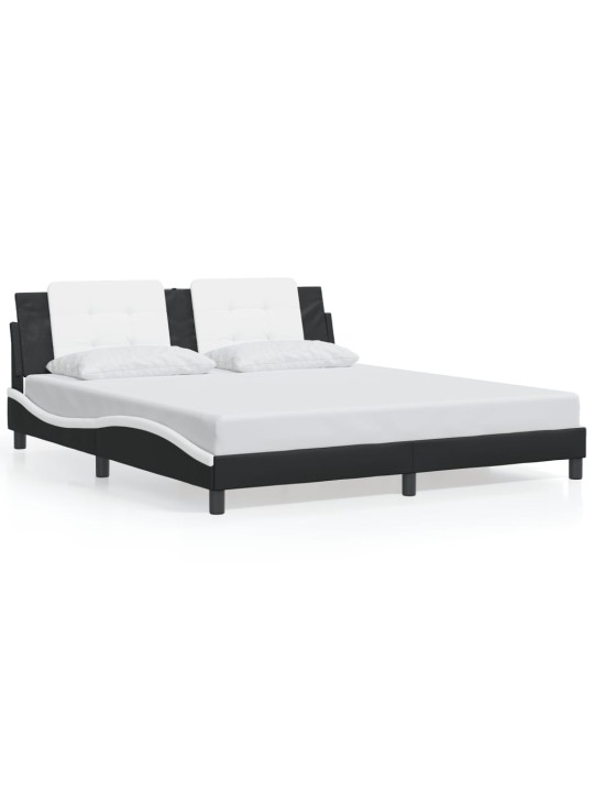 Rám postele s čelem černý a bílý 180 x 200 cm umělá kůže