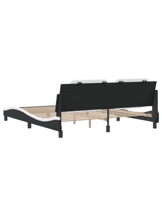 Rám postele s čelem černý a bílý 180 x 200 cm umělá kůže