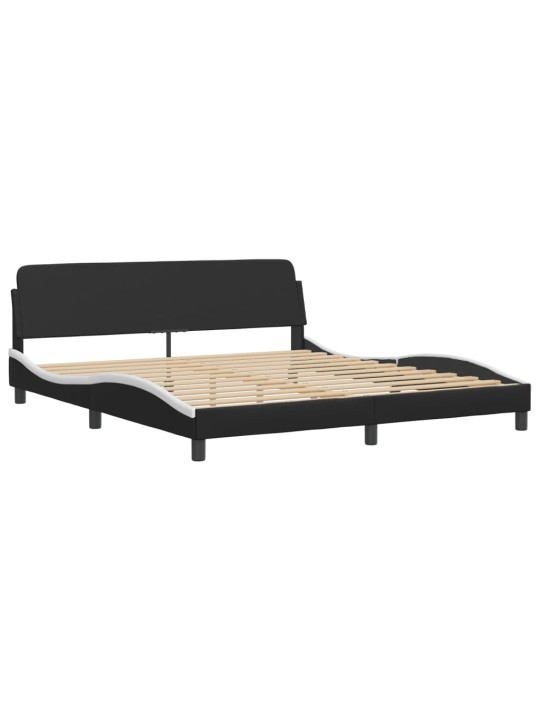Rám postele s čelem černý a bílý 180 x 200 cm umělá kůže