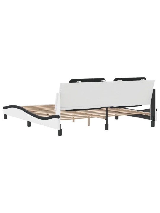 Rám postele s čelem bílý a černý 180 x 200 cm umělá kůže