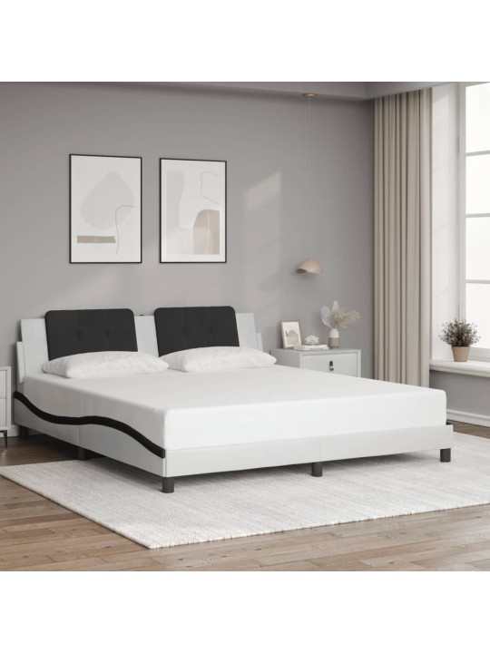 Rám postele s čelem bílý a černý 180 x 200 cm umělá kůže