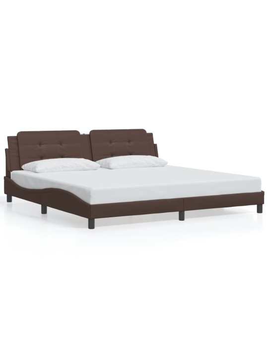 Rám postele s čelem hnědý 200x200 cm umělá kůže