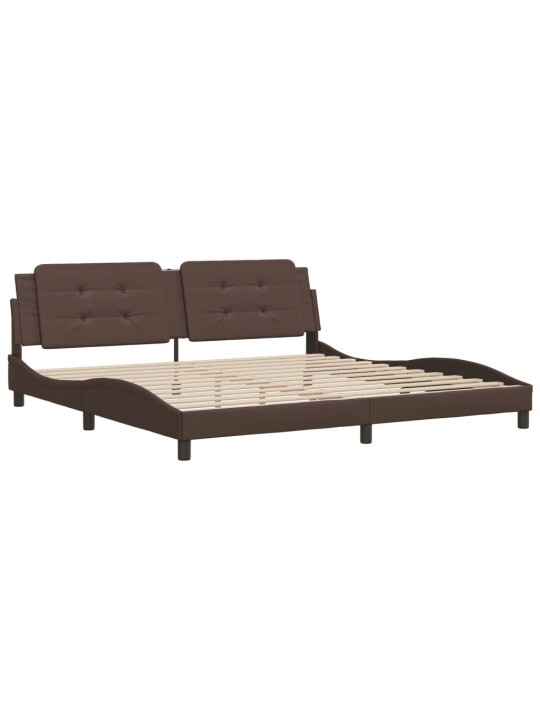Rám postele s čelem hnědý 200x200 cm umělá kůže