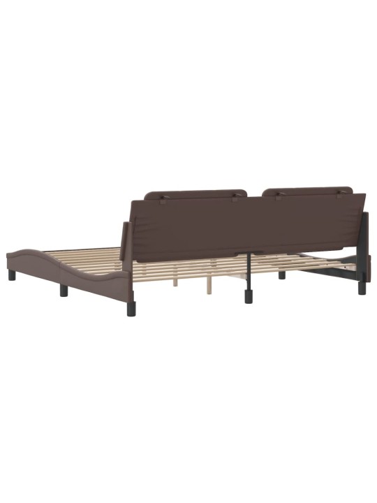 Rám postele s čelem hnědý 200x200 cm umělá kůže