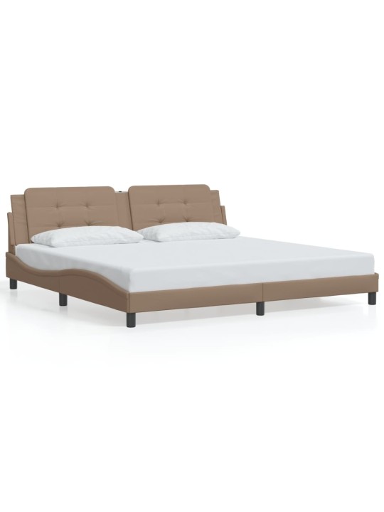 Rám postele s čelem cappuccino 200x200 cm umělá kůže