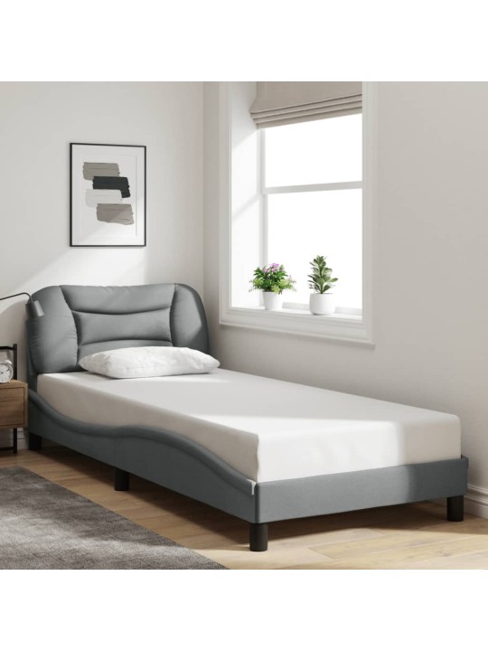 Rám postele s LED bez matrace Světle šedá 80x200 cm Látka