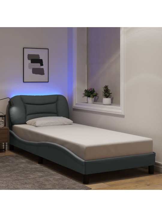 Rám postele s LED bez matrace Světle šedá 80x200 cm Látka