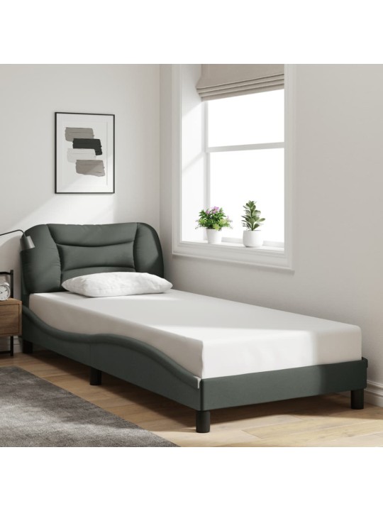 Rám postele s LED bez matrace Tmavě šedá 80x200 cm Látka